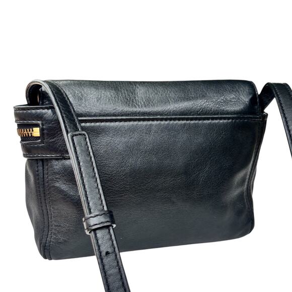 Marc by Marc Jacobs Black Leather Crossbody Bag Purse Gold Zip - Picture 4 of 16